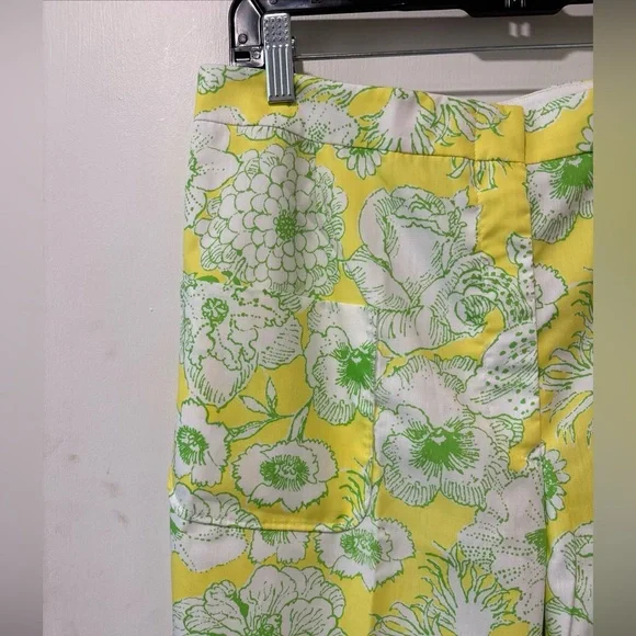 Vintage 1960s The Lilly Pulitzer Front Pocket Yellow Floral Pants Wht Label 14